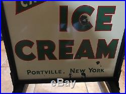 Vintage Original Porcelain Jersey Ice Cream Side Walk Sign 1920s-1930s Nice Rare