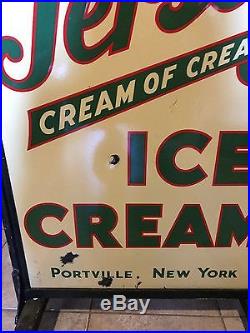 Vintage Original Porcelain Jersey Ice Cream Side Walk Sign 1920s-1930s Nice Rare