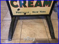 Vintage Original Porcelain Jersey Ice Cream Side Walk Sign 1920s-1930s Nice Rare