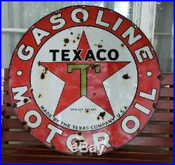 Vintage Original Porcelain Texaco Advertising Gas Oil Sign 42