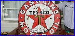 Vintage Original Porcelain Texaco Advertising Gas Oil Sign 42