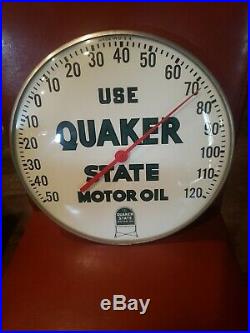 Vintage Original QUAKER STATE MOTOR OIL Advertising Thermometer Sign Made in USA