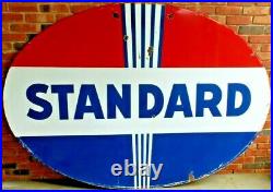 Vintage Original Standard Oil Co Double-Sided 7 ft Gas Station Porcelain Sign