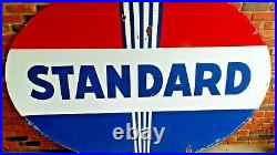 Vintage Original Standard Oil Co Double-Sided 7 ft Gas Station Porcelain Sign