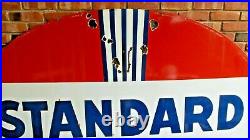 Vintage Original Standard Oil Co Double-Sided 7 ft Gas Station Porcelain Sign