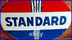 Vintage Original Standard Oil Co Double-Sided 7 ft Gas Station Porcelain Sign