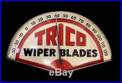 Vintage Original Trico Wiper Blades Winshield Shape Thermometer Automotive Sign
