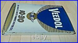 Vintage Original Veedol Flying A Motor Oil Double Sided Porcelain Flange Sign