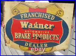 Vintage Original Wagner Automotive Brake Products Franchised Dealer Sign 36 X 30