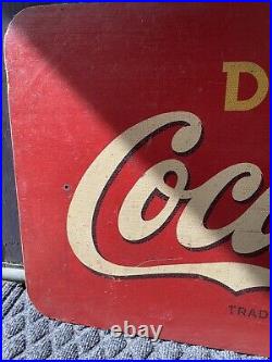 Vintage, Original, c. 1940's Coca-Cola, Coke, Soda, Masonite Sign. WW II Era Sign
