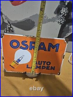 Vintage Osram Porcelain Sign Old German Germany Lighting Auto Lamp Light Bulb