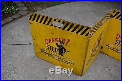 Vintage Otis Elevator Industrial Full Wooden Barricade Policeman Safety Sign