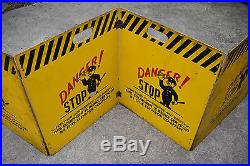 Vintage Otis Elevator Industrial Full Wooden Barricade Policeman Safety Sign