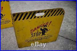 Vintage Otis Elevator Industrial Full Wooden Barricade Policeman Safety Sign