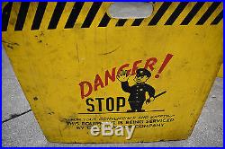 Vintage Otis Elevator Industrial Full Wooden Barricade Policeman Safety Sign