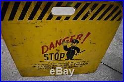 Vintage Otis Elevator Industrial Full Wooden Barricade Policeman Safety Sign