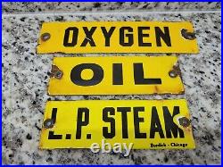 Vintage Oxygen Porcelain Sign Burdick Chicago Gas Tank Marker Oil P. Steam