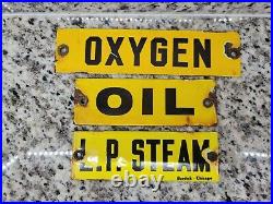 Vintage Oxygen Porcelain Sign Burdick Chicago Gas Tank Marker Oil P. Steam