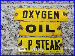 Vintage Oxygen Porcelain Sign Burdick Chicago Gas Tank Marker Oil P. Steam