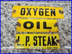 Vintage Oxygen Porcelain Sign Burdick Chicago Gas Tank Marker Oil P. Steam