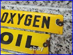 Vintage Oxygen Porcelain Sign Burdick Chicago Gas Tank Marker Oil P. Steam