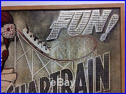 Vintage PONTCHARTRAIN BEACH FUN! Sign Amusement Park Roller Coaster Louisiana