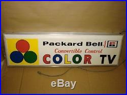 Vintage Packard Bell Color TV Television LIGHT UP SIGN, advertisement, electric