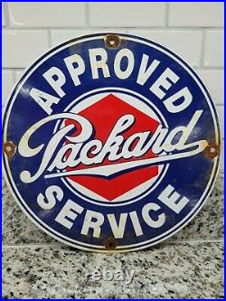 Vintage Packard Porcelain Sign Automobile Dealership Gas Oil Sales Authorized