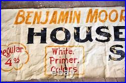 Vintage Paint Sign Benjamin Moore Hardware Store advertising Banner Original Old