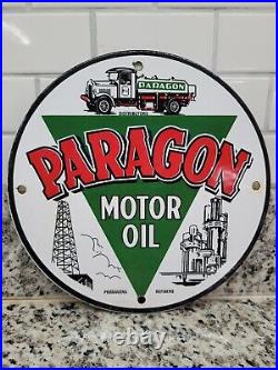 Vintage Paragon Porcelain Sign Gas Station Oil Refinery Trucking Advertising