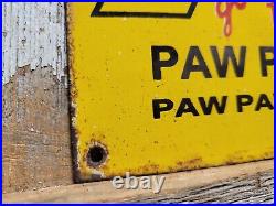 Vintage Paw Paw Bait Porcelain Sign Fishing Lures Tackle Shop Michigan Arrowhead