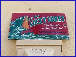 Vintage Paw Paw Bait Porcelain Sign Lucky Lure Fishing Tackle Michigan Sports