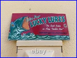 Vintage Paw Paw Bait Porcelain Sign Lucky Lure Fishing Tackle Michigan Sports