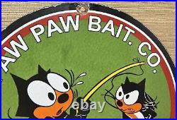 Vintage Paw Paw Tackle Fishing Lures Porcelain Sign Gas Bait Outboard Rapala