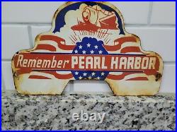 Vintage Pearl Harbor Porcelain Sign Tag Topper Military War Hawaii USA Air Force