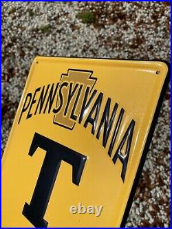 Vintage Pennsylvania Tires Embossed Metal Sign Tin Tacker USA Keystone Gas Oil