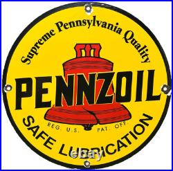 Vintage Pennzoil Motor Oil Porcelain Sign Gasoline Service Station Pump Plate