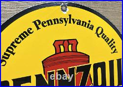 Vintage Pennzoil Motor Oil Porcelain Sign Gasoline Service Station Pump Plate