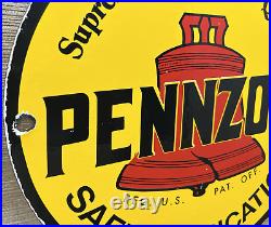 Vintage Pennzoil Motor Oil Porcelain Sign Gasoline Service Station Pump Plate