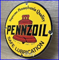 Vintage Pennzoil Motor Oil Porcelain Sign Gasoline Service Station Pump Plate