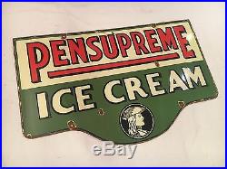 Vintage Pensupreme Ice Cream 1940's Porcelain Enamel Sign