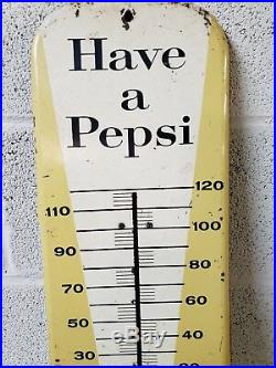 Vintage Pepsi Cola Embossed Metal Thermometer