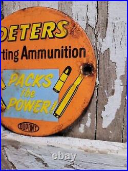 Vintage Peters Porcelain Sign Sporting Ammunition Rifle Gun Shotgun Ammo Gas Oil