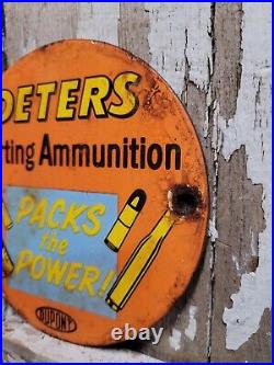 Vintage Peters Porcelain Sign Sporting Ammunition Rifle Gun Shotgun Ammo Gas Oil