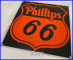 Vintage Phillips 66 Gasoline Porcelain Sign Gas Station Motor Oil Lubester