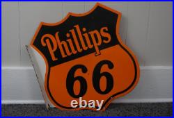 Vintage Phillips 66 Porcelain Metal Gas Oil Rare Sign Service Flange Pump Ad