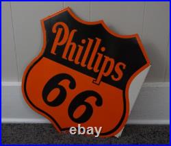 Vintage Phillips 66 Porcelain Metal Gas Oil Rare Sign Service Flange Pump Ad