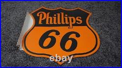 Vintage Phillips 66 Porcelain Metal Gas Oil Rare Sign Service Flange Pump Ad