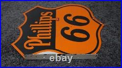 Vintage Phillips 66 Porcelain Metal Gas Oil Rare Sign Service Flange Pump Ad