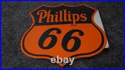 Vintage Phillips 66 Porcelain Metal Gas Oil Rare Sign Service Flange Pump Ad